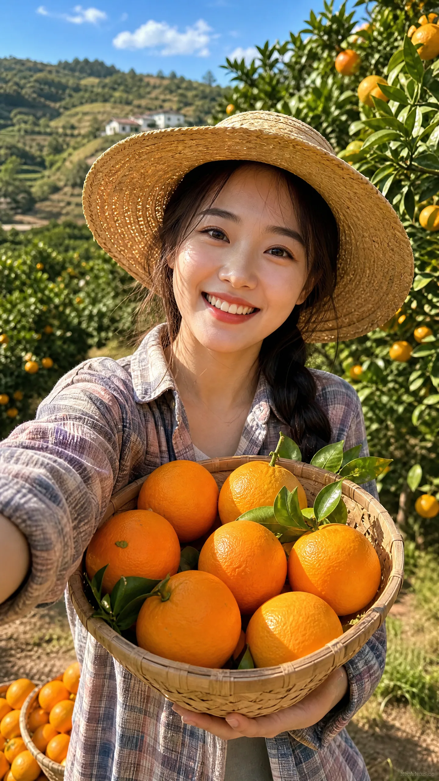 乡村女创作者展示新﻿鲜橘子